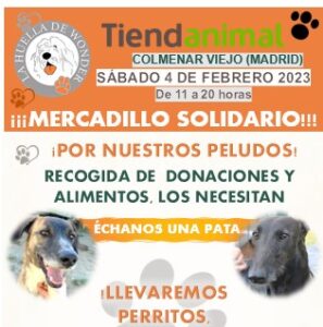 Mercadillo solidario Protectora Huella Wonder en Tienda Animal Colmenar Viejo
